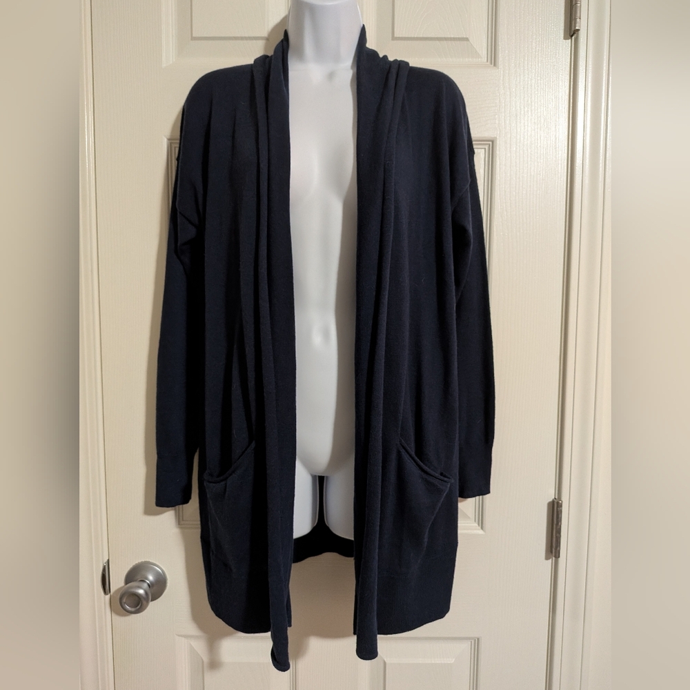Women's 10 Fat Face Wool Blend Open Cardigan Sweater Pockets